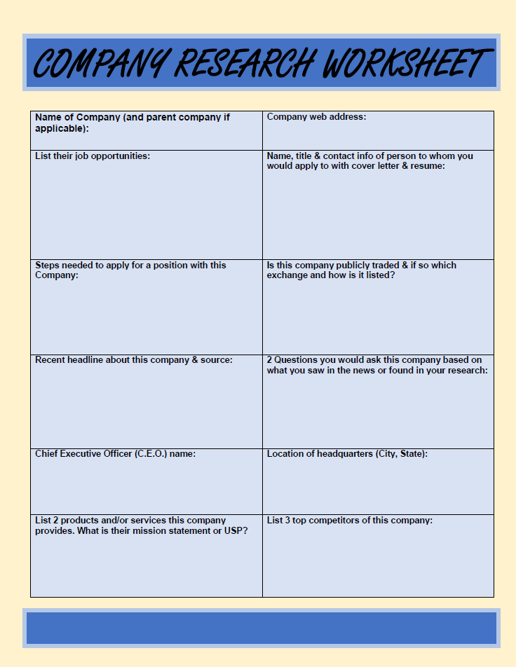 Company Research Worksheet version 2